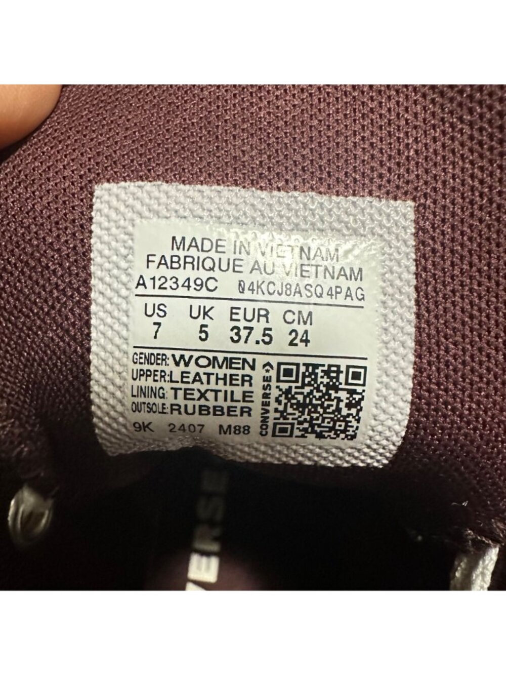 ✨✨Converse Chuck Taylor All Star Wedge Leather 7 Womens Shoes Burgundy A12349C - Picture 9 of 12